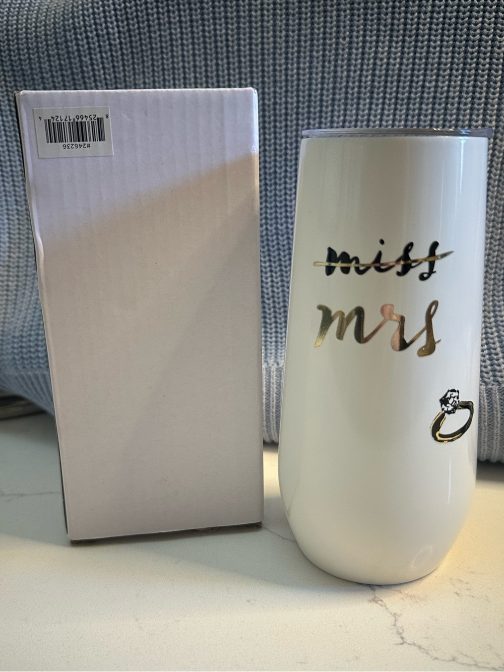 Miss to Mrs White & Gold stainless steel wine tumbler - Wedding Gift